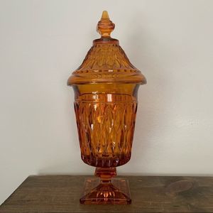 Indiana Glass Amber Candy Dish Apothecary Jar